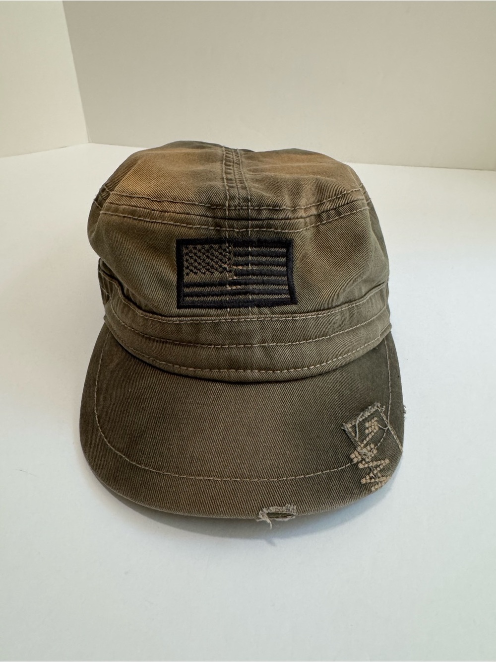 Lids Olive Military Cadet Cap American Flag Patch OSFA Cotton